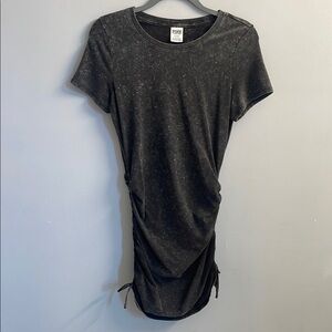 PINK Black Ruched T-Shirt Dress